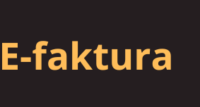 E-faktura i guldfärg mot en mörkbrun bakgrund, används för att visa möjliga betalsätt i sidfoten på webbplatsen.